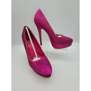 Miss Me Vibe-2 Women's 7.5 Fuchsia Glitter Platform Stiletto Heeled Shoes w/Box